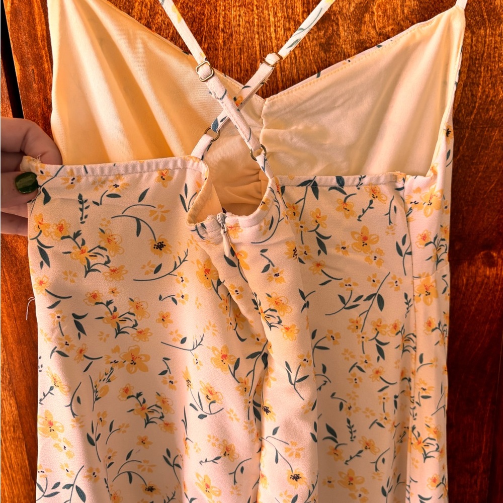 Lascana Floral Midi Dress in Cream and Yellow - Picture 4 of 8